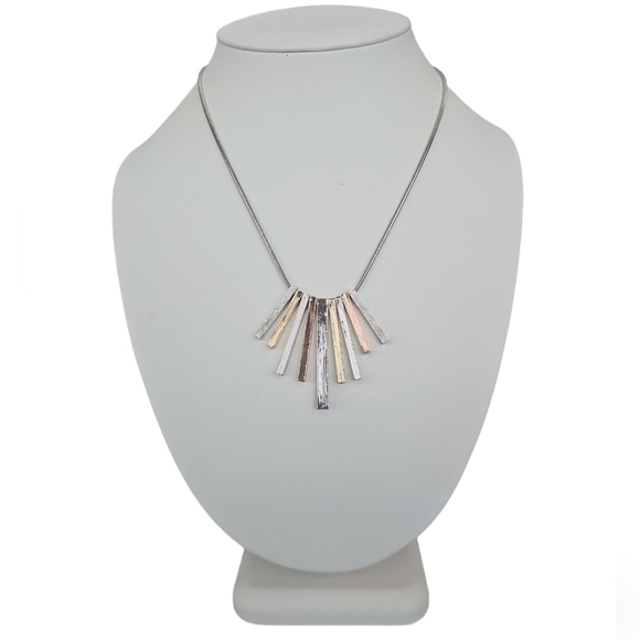 The Limited Reversible Fringe Necklace In Silver, Gold, Rose Gold and Rhinestone - Picture 3 of 5